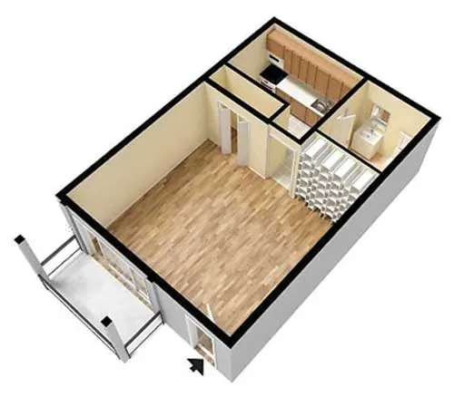Studio · 1 Bath floor plan diagram