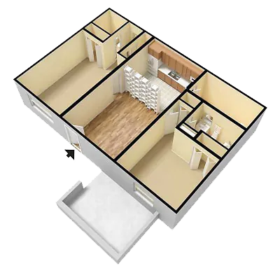 2 Bedroom · 2 Bath floor plan diagram